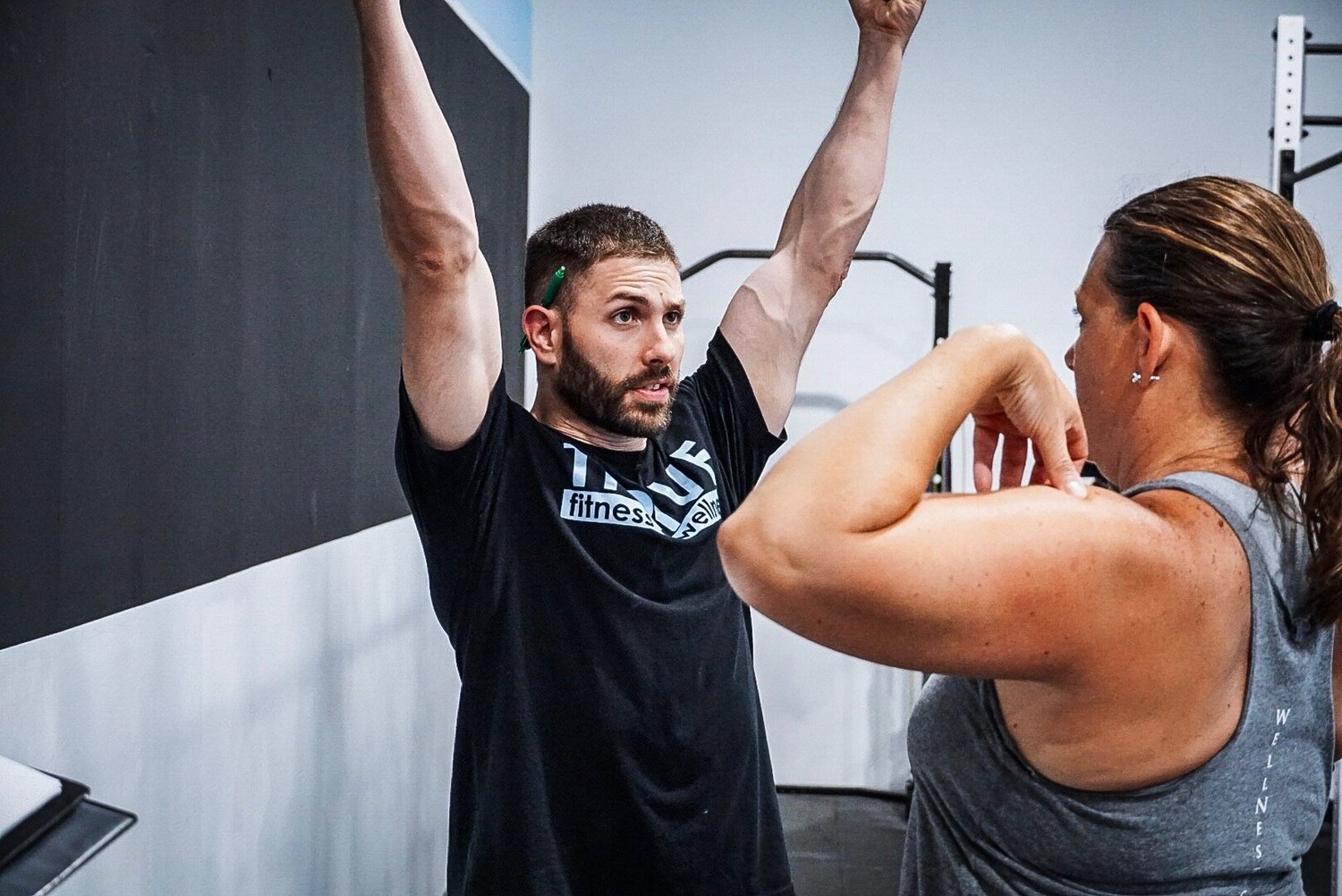 Personal trainer at Thrive Group Strength Training working one-on-one with client